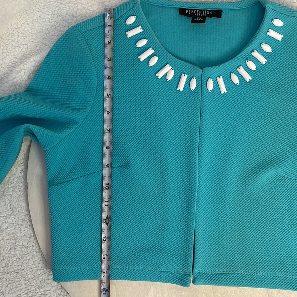 Perceptions Turquoise Petite Open Front Bolero Bl… - image 7